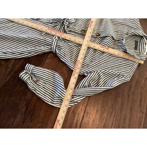 Abercrombie‎ & Fitch Women's Striped Button Front Shirt Dress White Black Medium - Picture 6 of 8